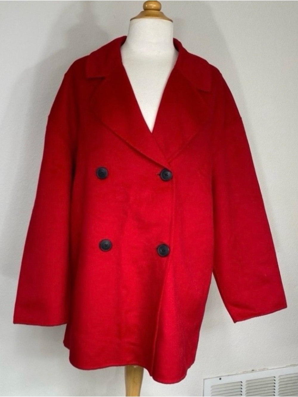NWT New Rebecca Minkoff Womens Red Oversize Wool Peacoat Classic Preppy Size M